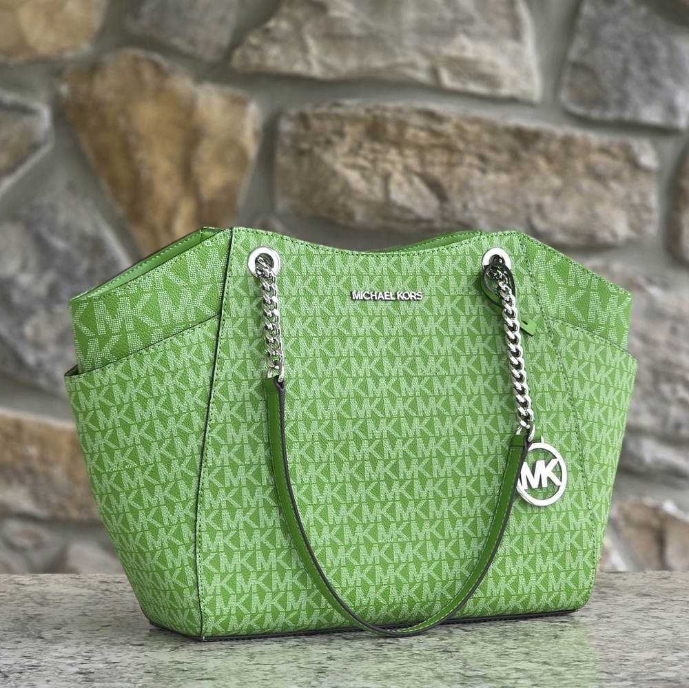 Michael Kors Jet Set Logo Large Green Shoulder Bag